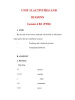 Giáo án Anh văn lớp 6 : Tên bài dạy : UNIT 13.ACTIVITIES AND SEASONS Lesson 4 B1 (P138) docx