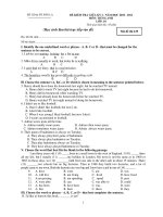 ĐỀ KIỂM TRA GIỮA KỲ I - NĂM HỌC 2010 - 2011 MÔN: TIẾNG ANH - Mã đề thi 129 pot