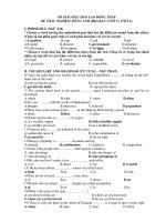 ĐỀ TRẮC NGHIỆM TIẾNG ANH (HKI-K12 : UNIT 5 , UNIT 6) doc