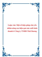 Luận văn: Một số biện pháp chủ yếu nhằm nâng cao hiệu quả sản xuất kinh doanh ở Công ty TNHH Thái Dương docx