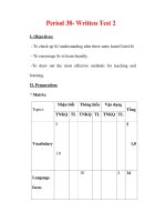 Giáo án Anh văn lớp 7 : Tên bài dạy : Period 38- Written Test 2 pps