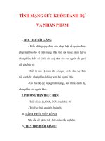 Giáo án Giáo dục công dân lớp 6 : Tên bài dạy : TÍNH MẠNG SỨC KHỎE DANH DỰ VÀ NHÂN PHẨM potx