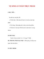 Giáo án Công nghệ lớp 6 : Tên bài dạy : VỆ SINH AN TOÀN THỰC PHẨM ppt