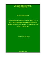 thành phần hoá sinh và dược tính của cá ngựa đen (hippocampus kuda bleeker 1852) nuôi thương phẩm và khai thác tự nhiên tại nha trang, khánh hoà