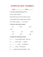 Giáo án Anh văn lớp 6 : Tên bài dạy : 45 MINUTE TEST -NUMBER 1 pot