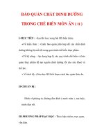 Giáo án Công nghệ lớp 6 : Tên bài dạy : BẢO QUẢN CHẤT DINH DƯỠNG TRONG CHẾ BIẾN MÓN ĂN ( tt ) pdf