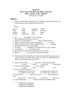 ĐỀ LUYỆN THI THỬ ĐẠI HỌC NĂM 2011 MÔN : TIẾNG ANH – ĐỀ SỐ 31 ppt