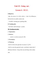 Giáo án Anh văn lớp 7 : Tên bài dạy : Unit 15: Going out . Lesson 4 : B 2-3 . pptx