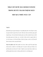 NHẬN XÉT BƯỚC ĐẦU HOMOCYSTEINE TRONG HUYẾT THANH Ở BỆNH NHÂN ĐỘT QUỴ THIẾU MÁU CẤP docx