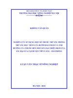 nghiên cứu sử dụng một số thuốc trừ sâu phòng trừ sâu đục thân lúa bướm hai chấm và ảnh hưởng của thuốc đến một số loại thiên địch của sâu hại lúa tại huyện tiên lãng, hải phòng