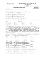 ĐỀ KIỂM TRA GIỮA KỲ I NĂM HỌC 2010 - 2011 MÔN: TIẾNG ANH - Mã đề thi 215 doc