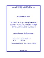 đánh giá hiệu quả và định hướng sử dụng đất sản xuất nông nghiệp huyện lục nam, tỉnh bắc giang
