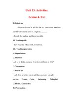 Giáo án Anh văn lớp 7 : Tên bài dạy : Unit 13: Activities. Lesson 4. B 2. pot