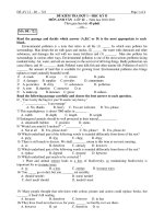 ĐỀ KIỂM TRA ĐỢT I HỌC KỲ II MÔN ANH VĂN : LỚP 12 - MÃ ĐỀ 722 pps