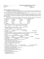 ĐỀ THI HỌC KÌ I MÔN TIẾNG ANH LỚP 12 THỜI GIAN: 45 PHÚT MÃ ĐỀ: 001 pps