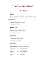 Giáo án Anh văn lớp 6 : Tên bài dạy : Unit Five THINGS I DO C1 (P53) potx