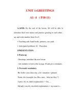 Giáo án Anh văn lớp 6 : Tên bài dạy : UNIT 1:GREETINGS A1- 4 ( P10-11) pps