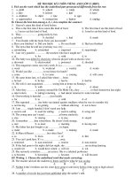 ĐỀ THI HỌC KỲ I MÔN TIẾNG ANH LỚP 12 (HBT) docx