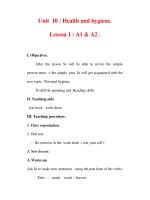 Giáo án Anh văn lớp 7 : Tên bài dạy : Unit 10 : Health and hygiene. Lesson 1 : A1 & A2 . docx