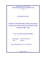 đánh giá tình hình thực hiện quy hoạch sử dụng đất huyện tiên du, tỉnh bắc ninh giai đoạn 2000 – 2010