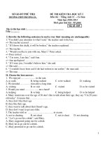 ĐỀ THI KIỂM TRA HỌC KỲ I TRƯỜNG THPT PHƯƠNG XÁ Môn thi : Tiếng Anh 11 docx