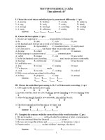 TEST OF ENGLISH 12 ( Chẵn) ppt