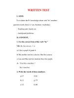 Giáo án Anh văn lớp 6 : Tên bài dạy : WRITTEN TEST pot