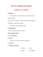 Giáo án Anh văn lớp 7 : Tên bài dạy : Unit 10 : Health and hygiene. Lesson 2 : A 3 &A4 . ppsx