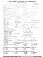 ĐỀ KIỂM TRA GIỮA HỌC KÌ II Năm Học 2010-2011 Môn: Tiếng Anh 12 Mã đề: 109 ppt