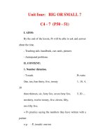 Giáo án Anh văn lớp 6 : Tên bài dạy : Unit four: BIG OR SMALL ? C4 - 7 (P50 - 51) pot