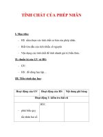 Giáo án môn Toán lớp 6 : Tên bài dạy : TÍNH CHẤT CỦA PHÉP NHÂN pps