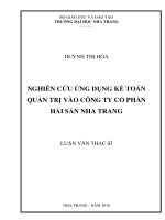 nghiên cứu ứng dụng kế toán quản trị vào công ty cổ phần hải sản nha trang