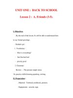 Giáo án Anh văn lớp 7 : Tên bài dạy : UNIT ONE : BACK TO SCHOOL Lesson 2 : A. Friends (3-5). pps