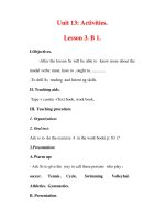 Giáo án Anh văn lớp 7 : Tên bài dạy : Unit 13: Activities. Lesson 3. B 1. pot