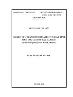 Nghiên cứu thành phần hóa học và hoạt tính sinh học của cây dấu dầu lá nhãn (Tetradium glabrifolium (Benth.) Hartl)