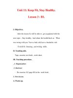 Giáo án Anh văn lớp 7 : Tên bài dạy : Unit 11: Keep Fit, Stay Healthy. Lesson 3 : B1. ppsx