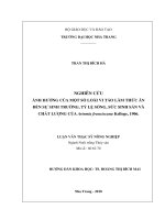 nghiên cứu ảnh hưởng của một số loài vi tảo làm thức ăn đến sự sinh trưởng, tỷ lệ sống, sức sinh sản và chất lượng của artemia franciscana kelloge, 1906