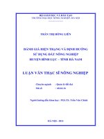 đánh giá hiệu quả và định hướng sử dụng đất nông nghiệp huyện bình lục, tỉnh hà nam