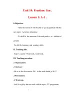 Giáo án Anh văn lớp 7 : Tên bài dạy : Unit 14: Freetime fun . Lesson 1: A-1 . ppsx