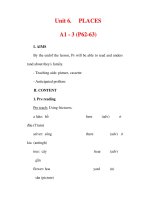 Giáo án Anh văn lớp 6 : Tên bài dạy : Unit 6. PLACES A1 - 3 (P62-63) pptx
