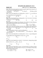 ĐỀ KIỂM TRA ĐỊNH KỲ LẦN I - Mã đề: 102 docx