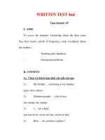 Giáo án Anh văn lớp 6 : Tên bài dạy : WRITTEN TEST 4nd pdf