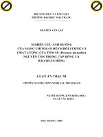 nghiên cứu ảnh hưởng của màng chitosan đến khối lượng và chất lượng của tôm sú (penaeus monodon) nguyên con trong cấp đông và bảo quản đông