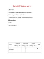 Giáo án Anh văn lớp 7 : Tên bài dạy : Period 19 Written test 1. docx