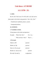 Giáo án Anh văn lớp 6 : Tên bài dạy : Unit three: AT HOME A1-2 (P30 - 31) ppt
