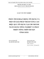 PHÂN TÍCH HOẠT ĐỘNG TÍN DỤNG VÀ MỘT SỐ GIẢI PHÁP NHẰM NÂNG CAO HIỆU QUẢ TÍN DỤNG TẠI CHI NHÁNH NGÂN HÀNG NÔNG NGHIỆP VÀ PHÁT TRIỂN NÔNG THÔN HUYỆN VĨNH CHÂU
