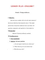 Giáo án Anh văn lớp 7 : Tên bài dạy : LESSON PLAN - ENGLISH 7 potx