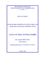 so sánh một số giống lúa chất lượng cao tại huyện lạng giang, tỉnh bắc giang