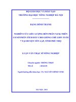 nghiên cứu liều lượng phân bón npk trên cơ sở phân tích đất cho giống chè ldp1  tuổi 7 tại huyện yên lập tỉnh phú thọ