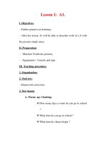 Giáo án Anh văn lớp 7 : Tên bài dạy : Lesson 1: A1 pdf